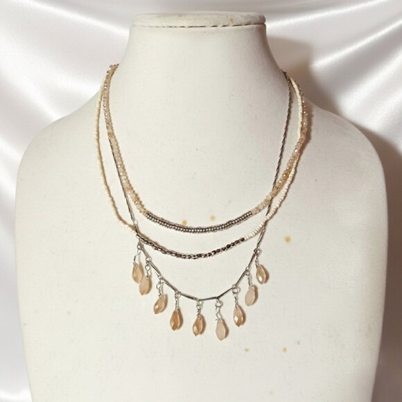 Ashley Stewart Necklace and Earring Set NWT Peach and Silver Fashion Jewelry - Picture 2 of 11